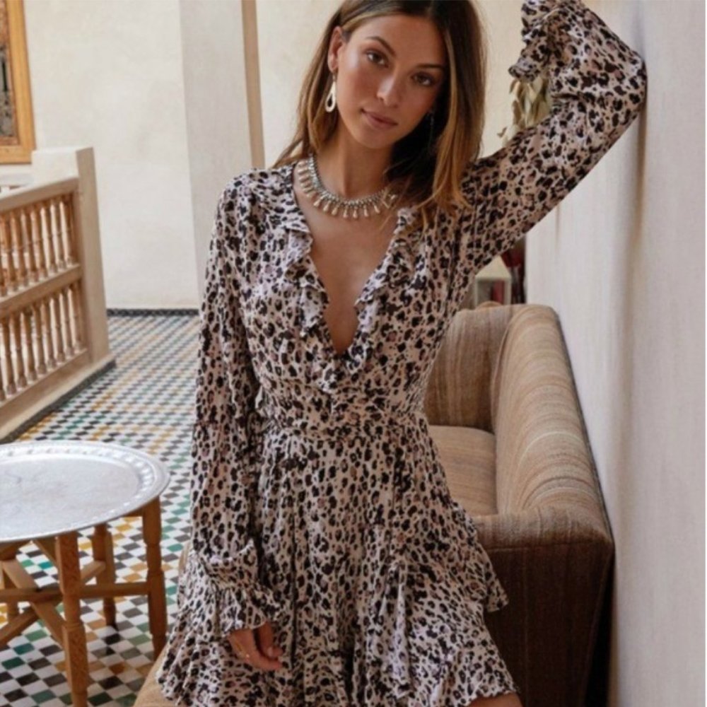 Kivari Stone Leopard Wrap Dress S